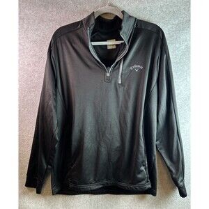 Callaway Golf Pullover MEN'S Black 1/4 Zip Long Sleeve Shirt Sz L Front Pockets